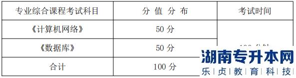 湖南信息學(xué)院專業(yè)綜合課程考試科目、分值分布及考試時(shí)間