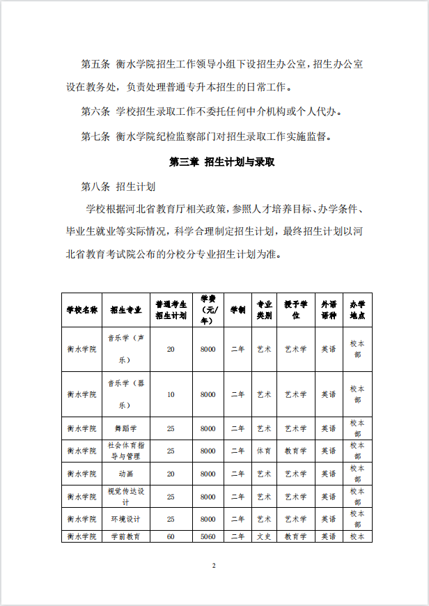 2023年衡水學(xué)院專升本招生章程公布！(圖2)