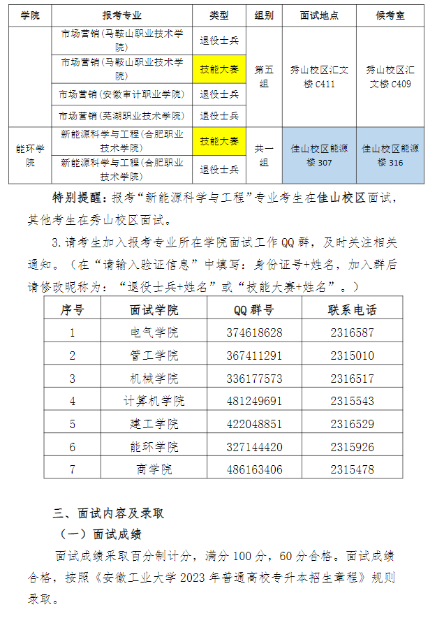 2023年安徽工業(yè)大學專升本免試退役士兵計劃及職業(yè)技能大賽鼓勵政策考生面試須知(圖4)